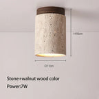 Cylindrisk Travertin Taklampa – Äkta Sten Downlight E27