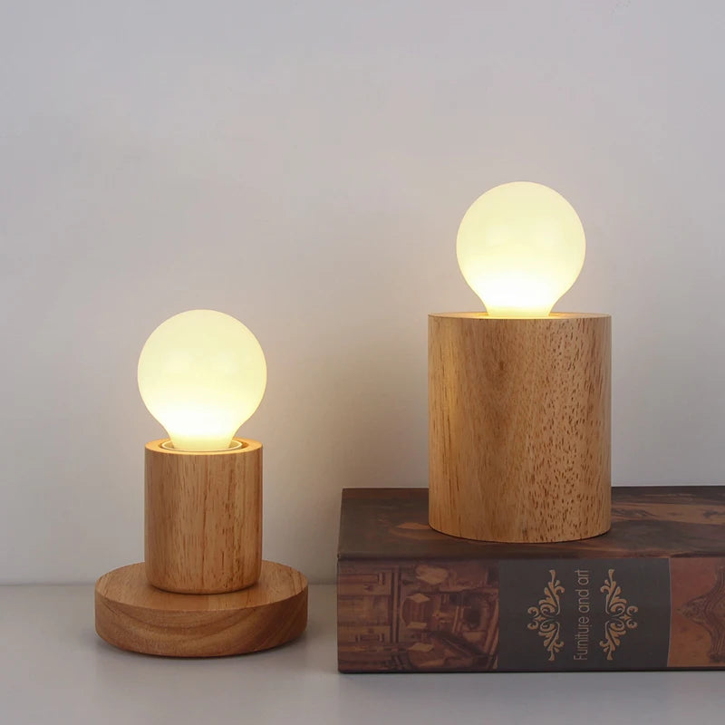 Retro Träbordslampa E27 – Vintage Skrivbordslampa & Sängbordslampa