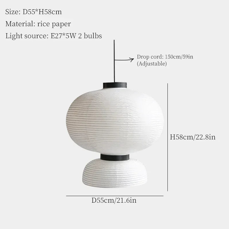 Wabi-Sabi Taklampa Rispapper – Japansk Hänglampa LED