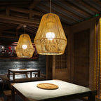 Handvävd Rattan Hänglampskärm – Retro Enkel Restaurant & Bar