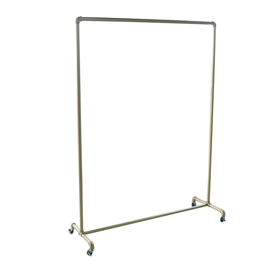 Guld Klädstell 45 kg Rullande 120×40×160 cm – 4 Bromsbara Hjul Butik & Sovrum