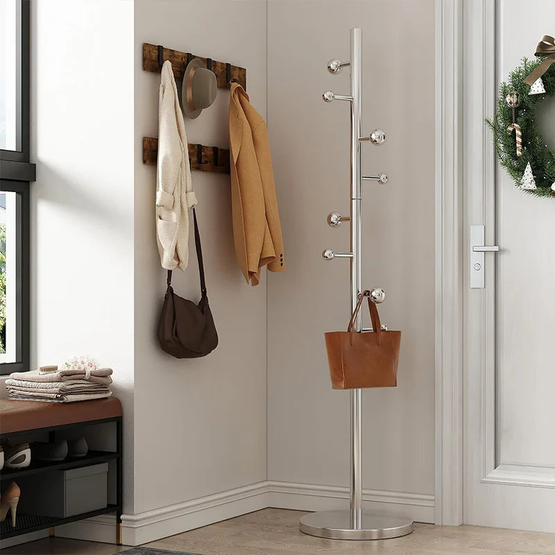 Rostfritt Stål Fristående Kappstell 8 Krokar – Heavy Duty Hall, Sovrum & Kontor