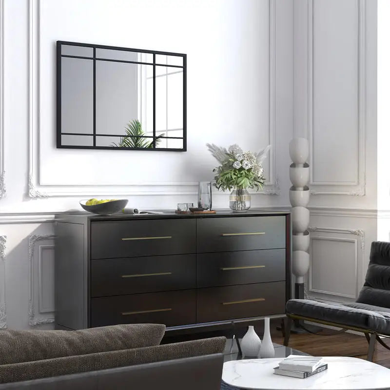 Rektangulär Väggspegel Metallram 100×70 cm – Dekorativ Hängspegel