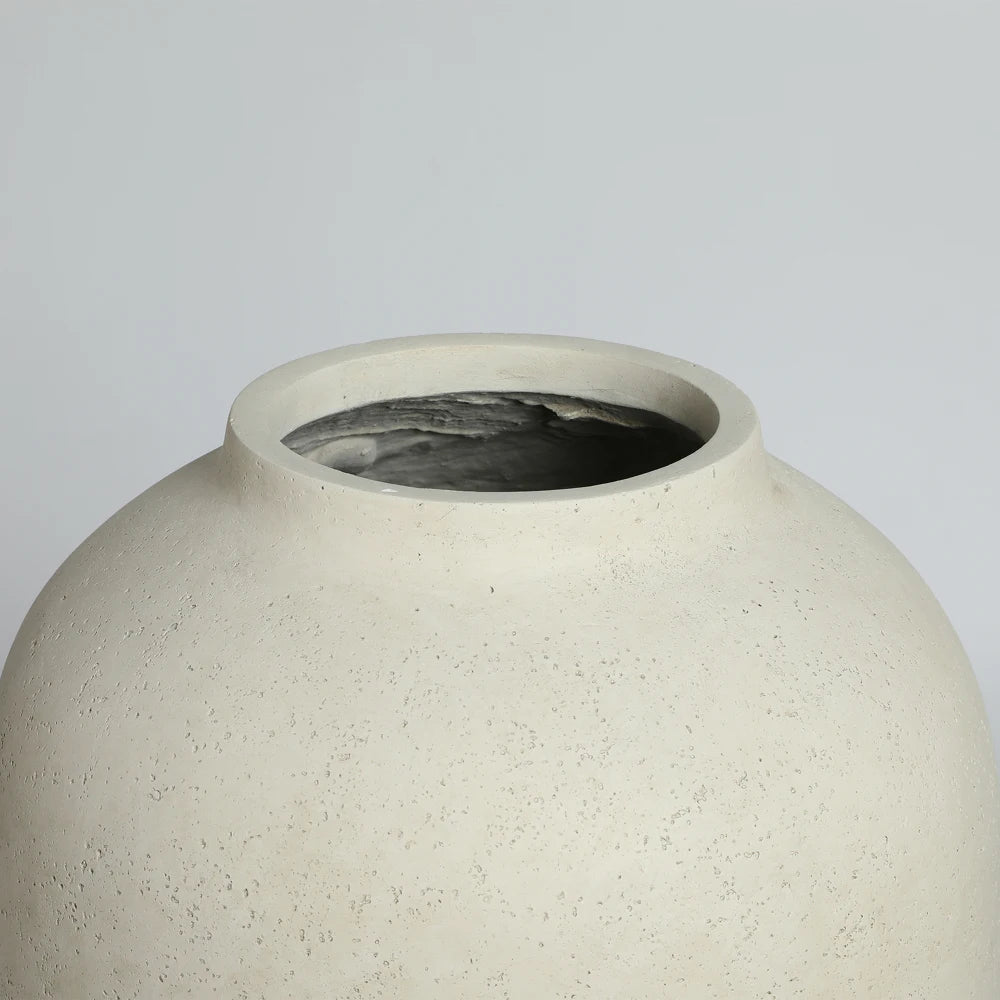 Rund Betongplanteringskruka Vit 30×51 cm – Handgjord Rustik Trädgård & Hem
