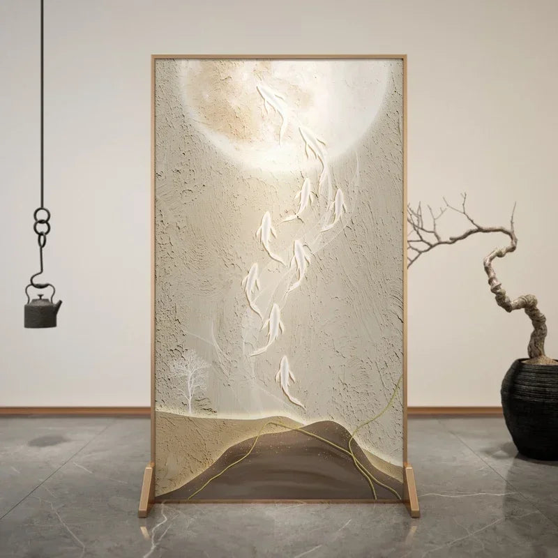 Lyxig Nio Fisk Skärm 80×180 cm – Modern Hall & Sovrum Metall & Trä Partition