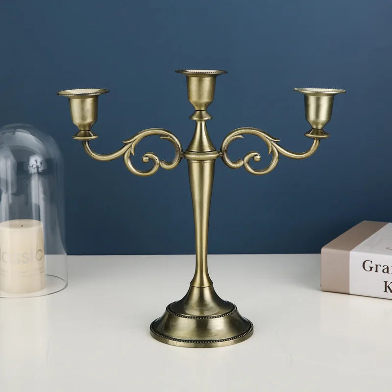 Lång Retro Metallljusstake 1/3-Arm – Målade Middag & Hemdekor