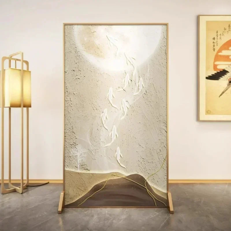 Lyxig Nio Fisk Skärm 80×180 cm – Modern Hall & Sovrum Metall & Trä Partition