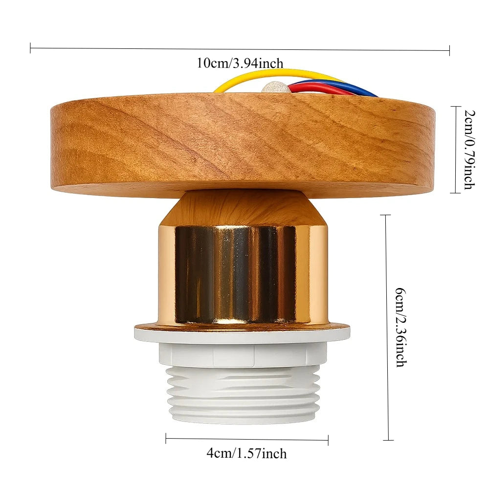 Träbordslampa E27 med 4,5m Textilkabel & Strömbrytare – Sängbordslampa