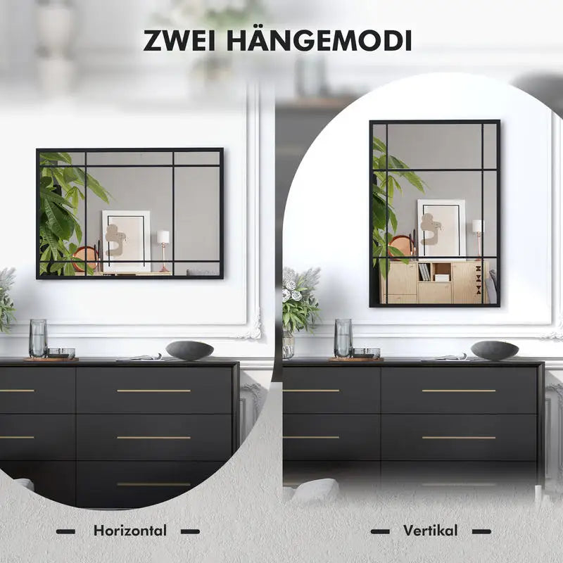 Rektangulär Väggspegel Metallram 100×70 cm – Dekorativ Hängspegel