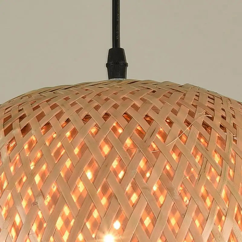 Bambu Lykthänglampa Handvävd Rattan E27 – Naturlig Wabi-Sabi
