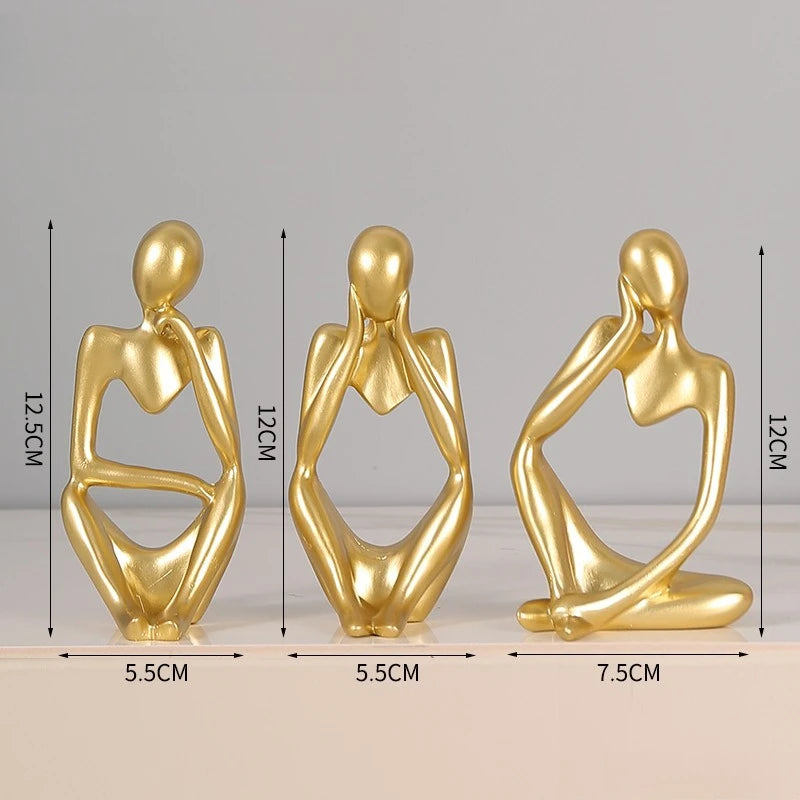 3-Pack Tänkarskulptur Abstrakt – Europeisk Minimalistisk Kontors & Bokhylldekor