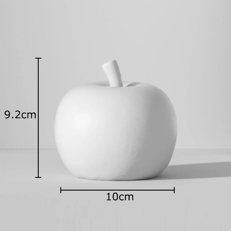 Svartvit Rand Äpple & Ananas Staty – Minimalistisk Resin Skrivbordsskulptur