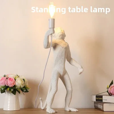 Nordisk Apa Vägglampa Resin – Kreativ Djurlampsskylt Barnrum & Restaurant