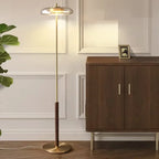 Lyxig Guld Glasgolvlampa Retro – Svamp Metalldesign