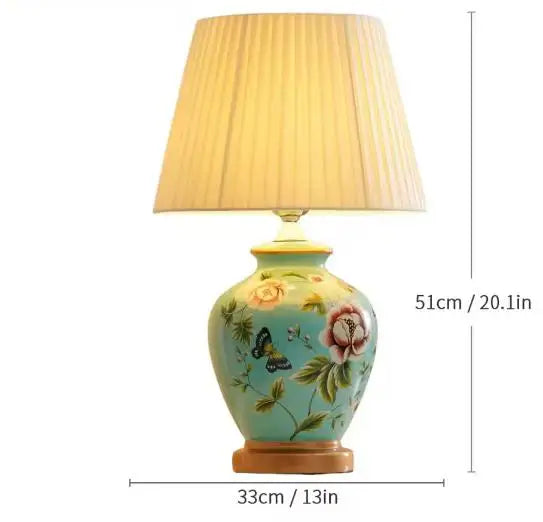 Nordisk Vintage Keramisk Bordslampa – Tyglampskärm