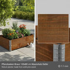 Upphöjd Odlingslåda Massivt Trä 120×80 cm – Altan, Balkong & Trädgård