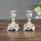 2-Pack Guld & Silver Ljusstake Europeisk – Bröllop Metallantik Bordsdekor