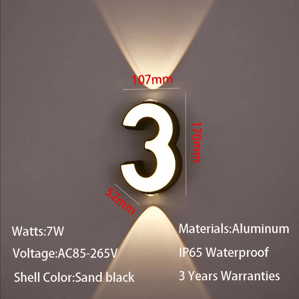 LED Vägglampa Siffra 7W IP65 – Aluminium Minimalism