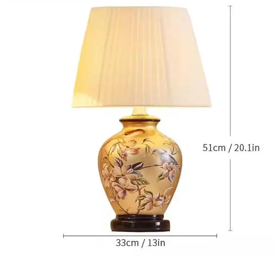 Nordisk Vintage Keramisk Bordslampa – Tyglampskärm