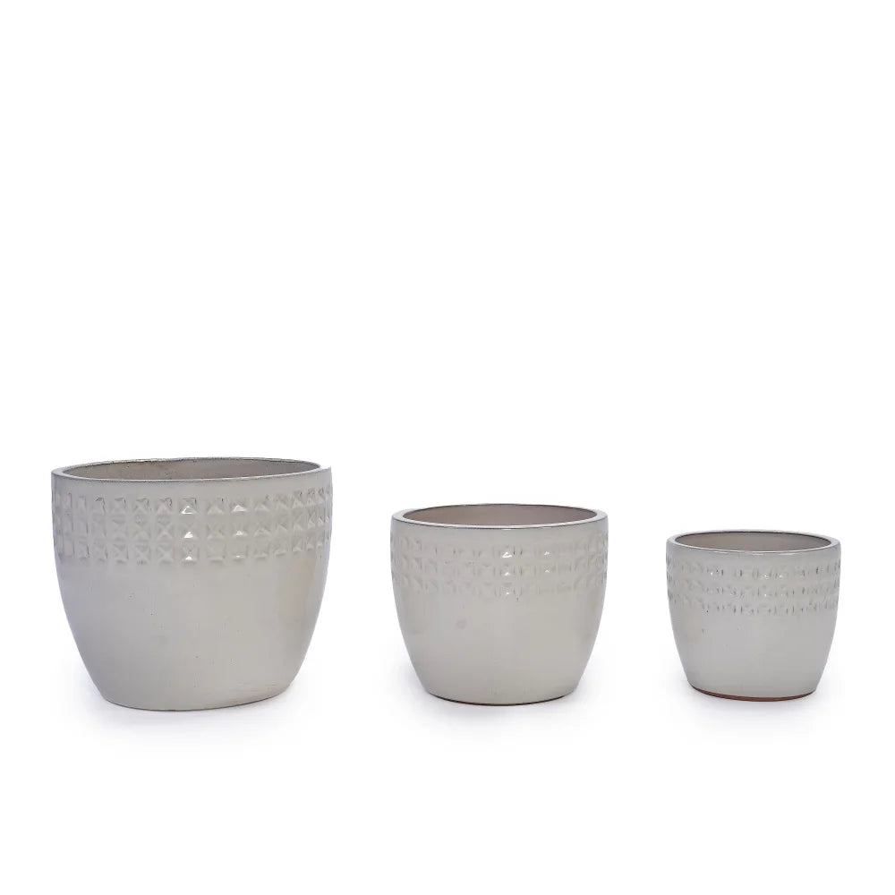 3-Pack Handgjord Keramikkruka Andningsbar – Vit & Röd Inomhus & Utomhus
