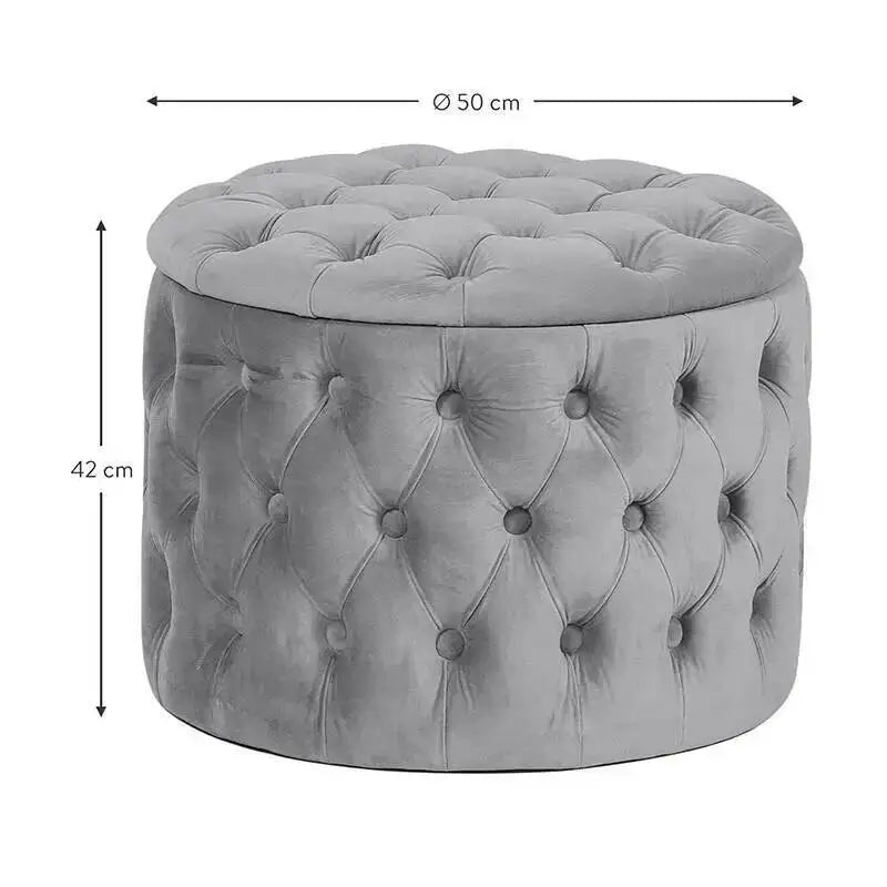 Rund Sittpuff i Sammet – Fotpall & Sittpall