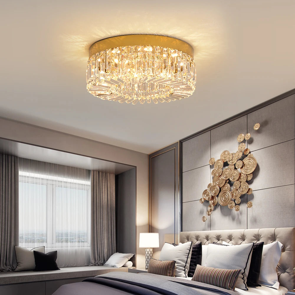 Kristall Takkrona Guld 40-50 cm – Lyxig Modern LED