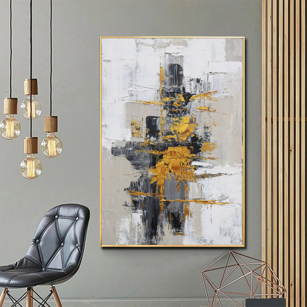 3D Texturerad Handgjord Abstrakt Oljemålning Linne – Canvas Väggkonst Ramlös