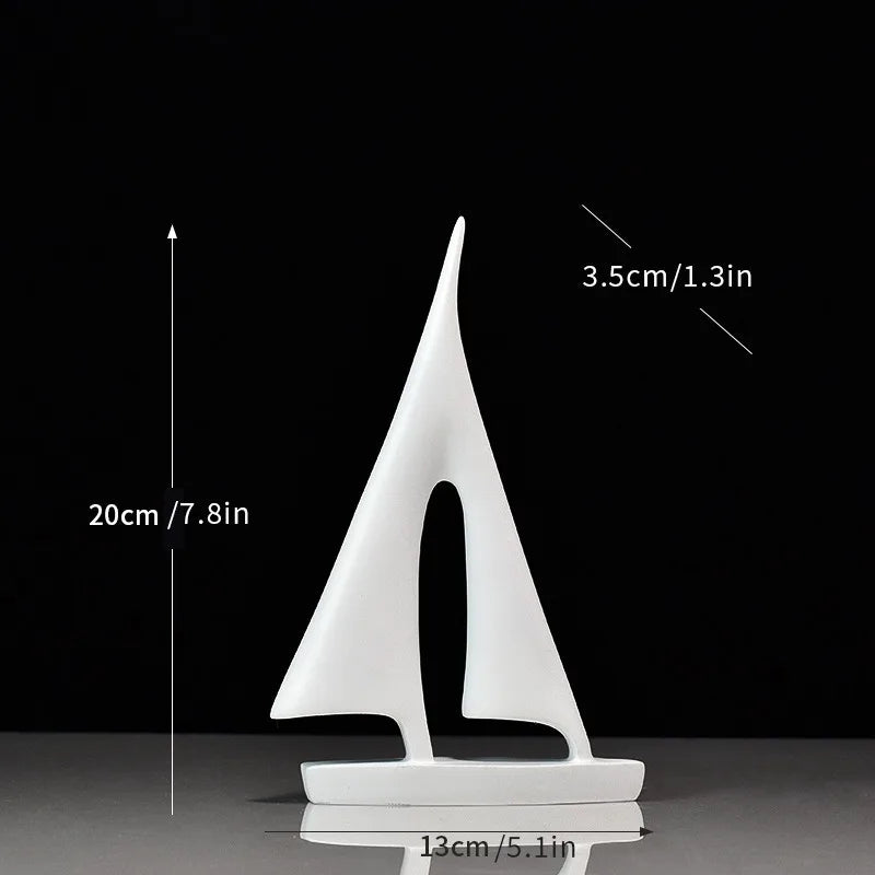 Minimalistisk Segelbåts Ornament Resin – Nisch Lyckosymbol Vardagsrum
