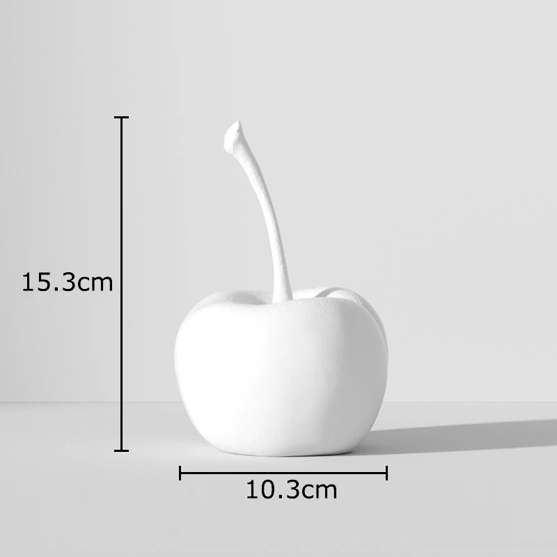Svartvit Rand Äpple & Ananas Staty – Minimalistisk Resin Skrivbordsskulptur