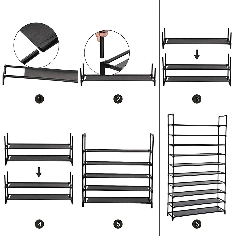 10-Vånings Skohylla 50 Par Non-Woven 100×30 cm Svart – Hall & Omklädningsrum