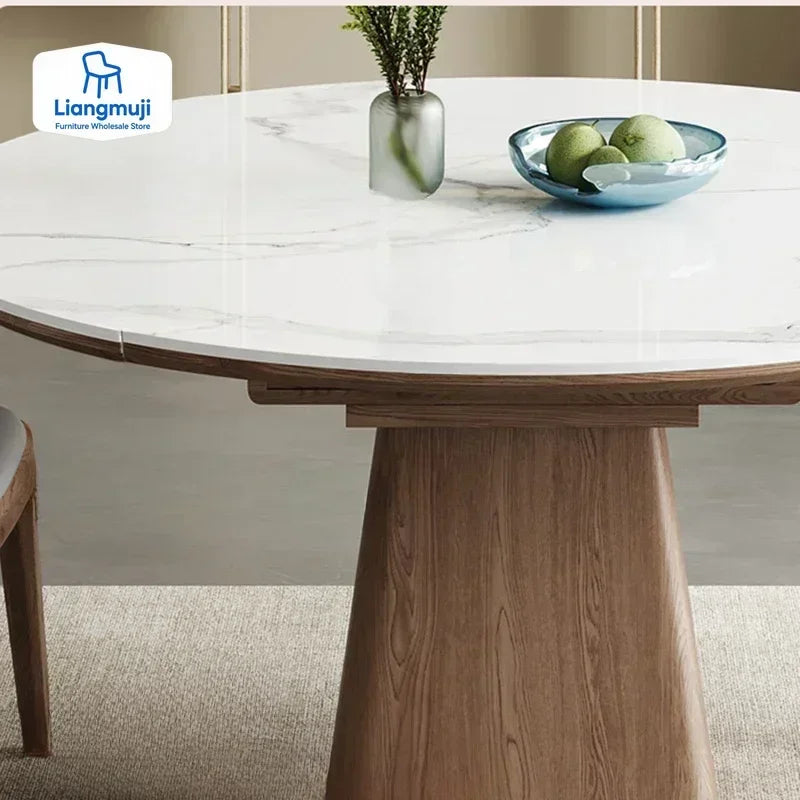 Runt Utdragbart Industriellt Matbord – Sten & MDF