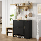 4-Delars Hallmöbelset – Skoskåp, Sittbänk, Kappkrok & Spegel 139,5×35×166 cm