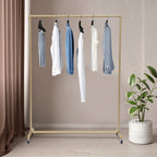 Guld Klädstell 45 kg Rullande 120×40×160 cm – 4 Bromsbara Hjul Butik & Sovrum