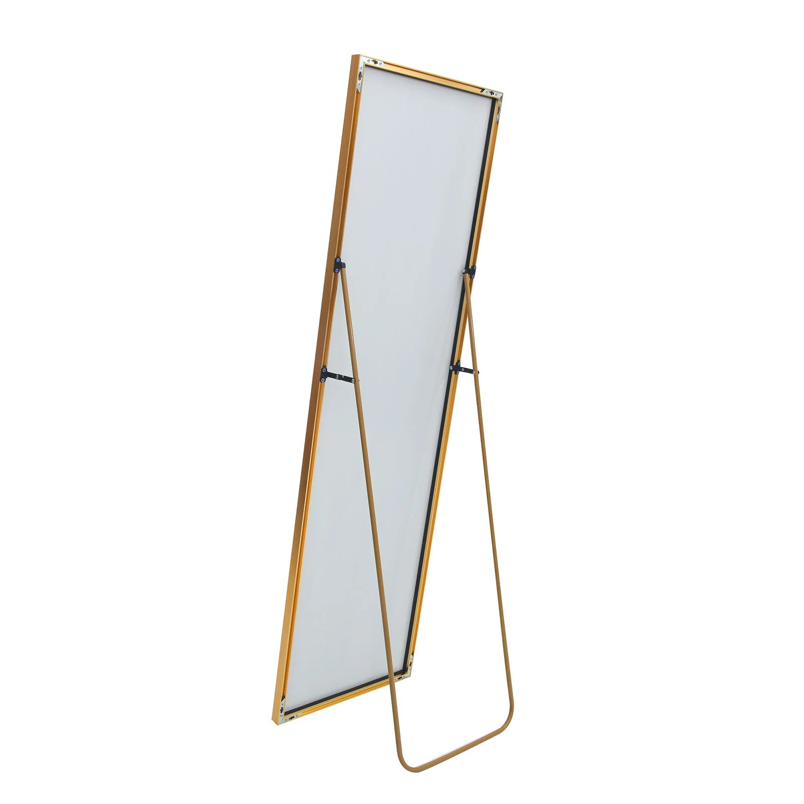 Helkroppsspegel Aluminium Guld – Fristående Golvspegel Härdat Glas