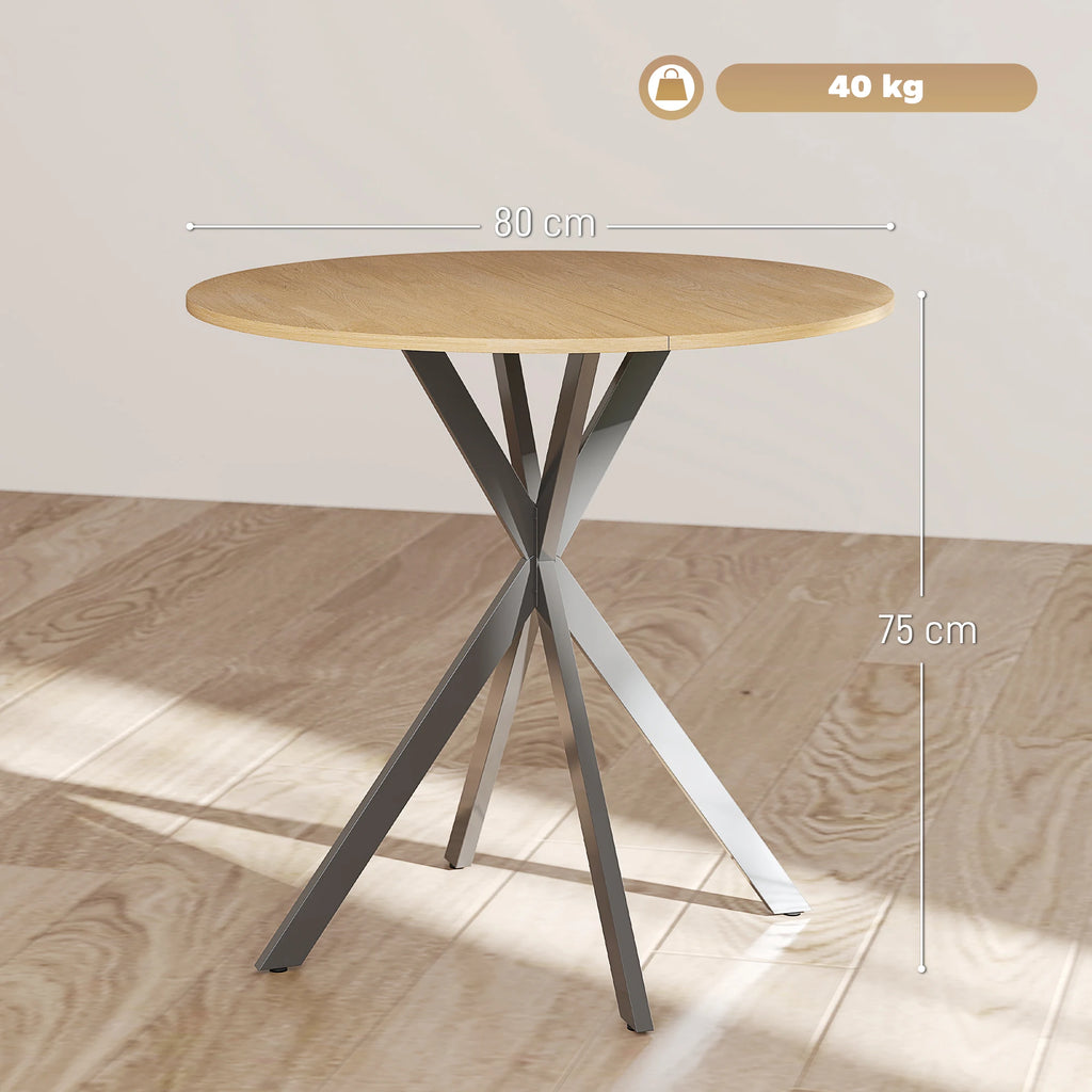 Litet Runt Matbord 2 Pers – Stål & Vit Ek Design