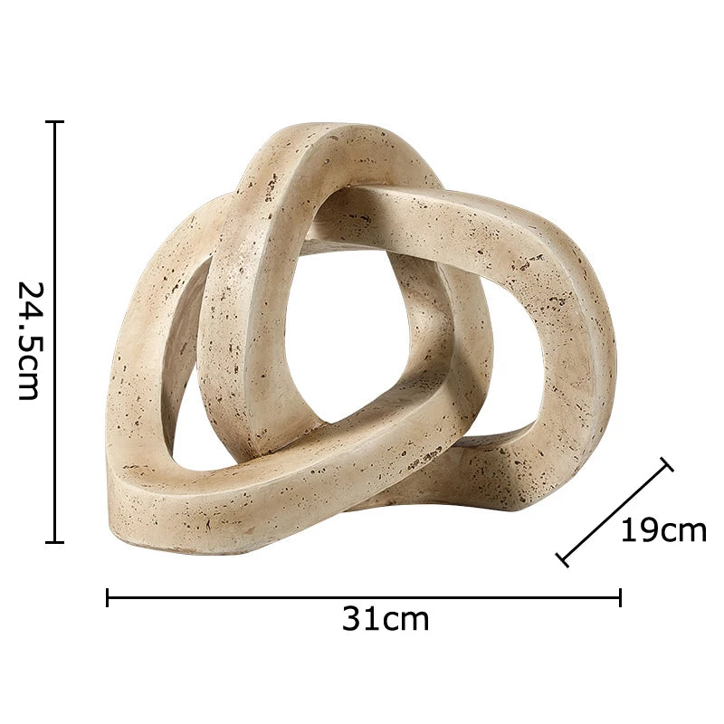 Minimalistisk Geometrisk Knutring Skulptur – Abstrakt Skrivbordsdekor