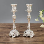 2-Pack Guld & Silver Ljusstake Europeisk – Bröllop Metallantik Bordsdekor