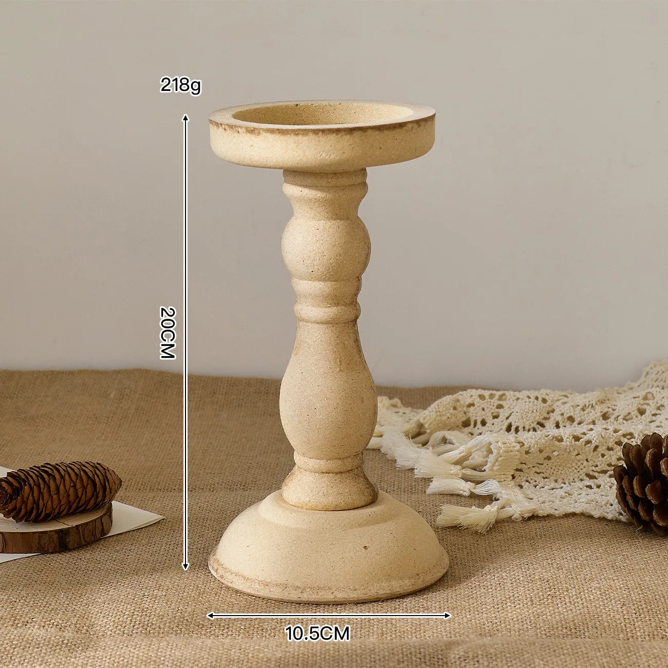 Grekisk Romersk Kolonn Ljusstake Träpiedestal – Vintage Bröllop & Rustik