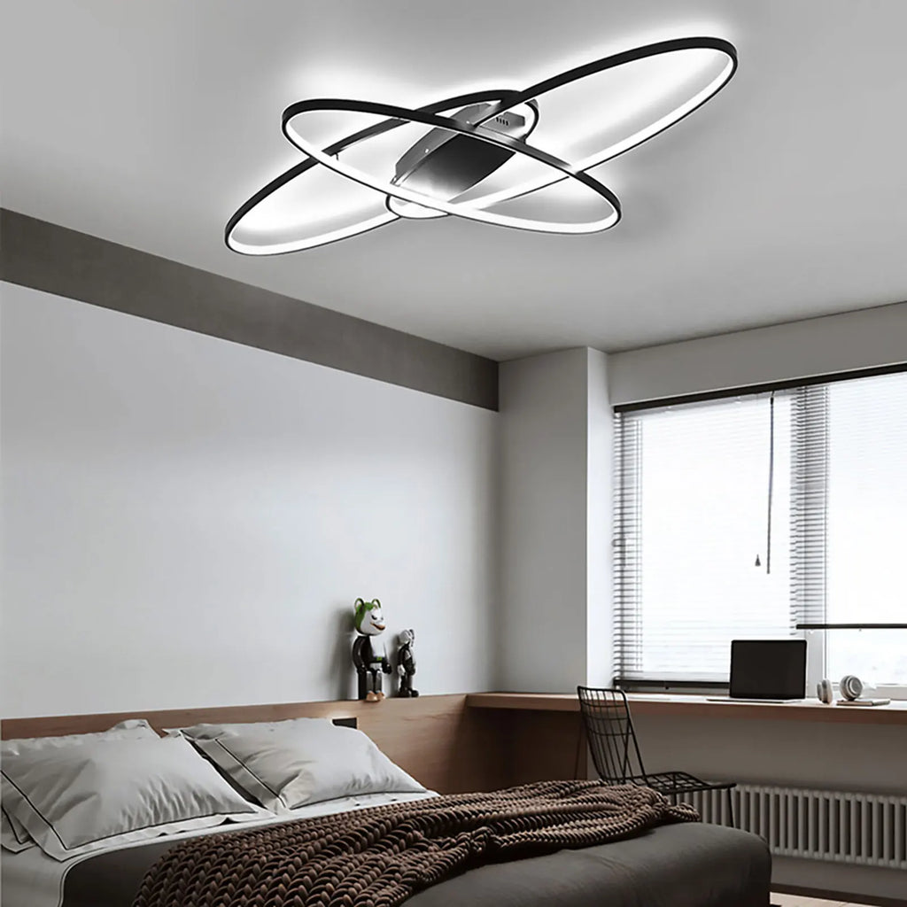 Geometrisk LED Taklampa Svart 40W – 3 Färger Dimbar