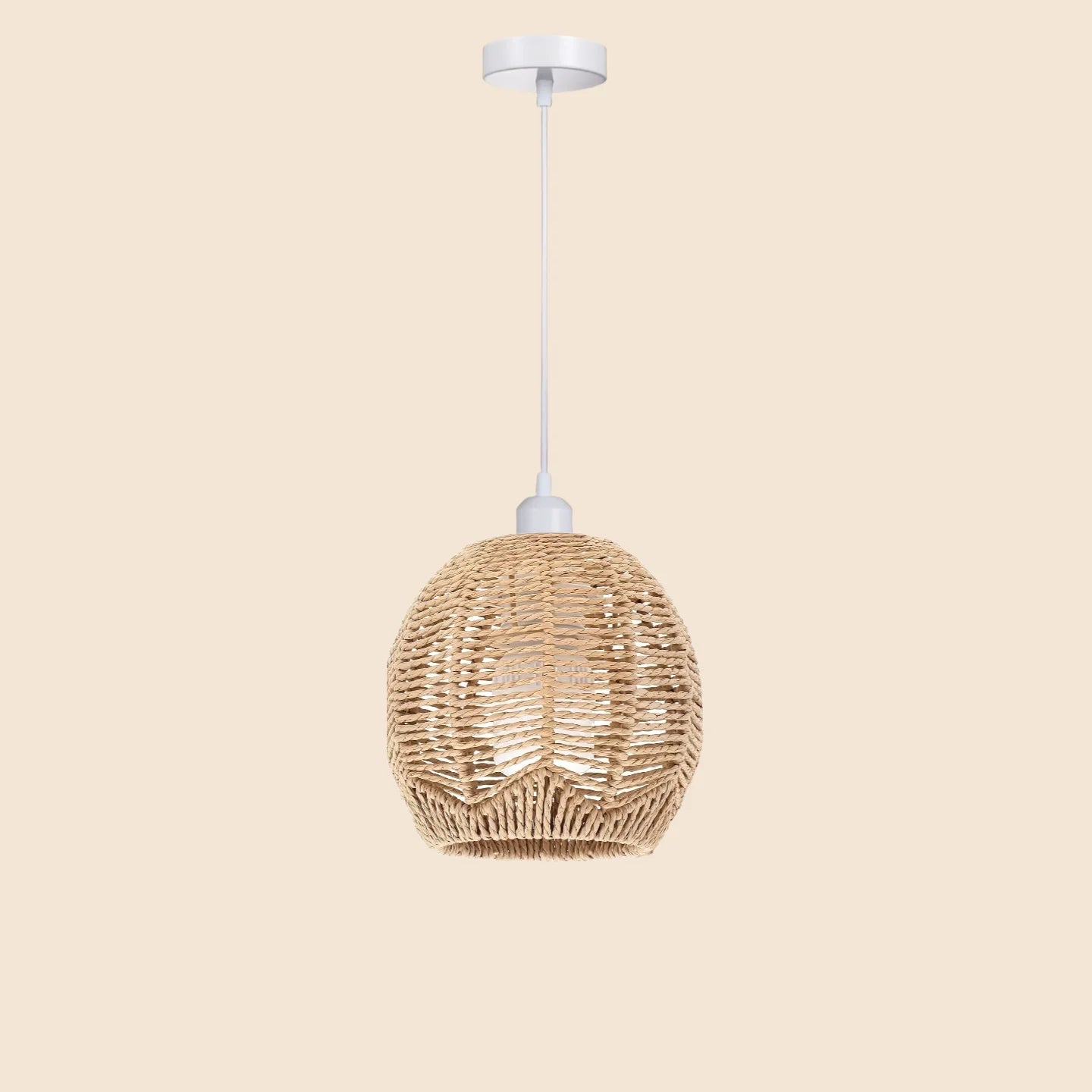 Boho Wickerlampskärm 15 cm Papperslina – E27/E26 Hänglampa Dekorativ