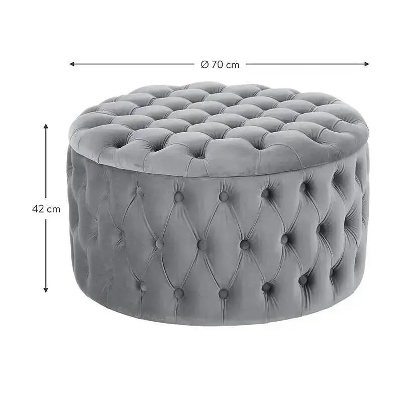 Rund Sittpuff i Sammet – Fotpall & Sittpall