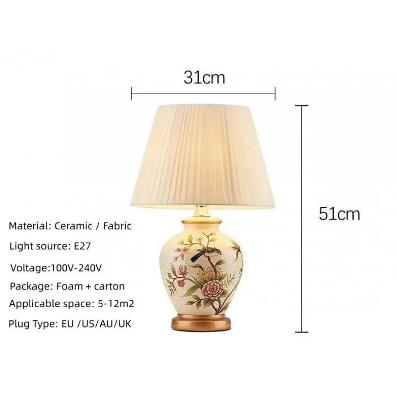 Nordisk Vintage Keramisk Bordslampa – Tyglampskärm