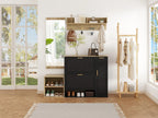 4-Delars Hallmöbelset – Skoskåp, Sittbänk, Kappkrok & Spegel 139,5×35×166 cm