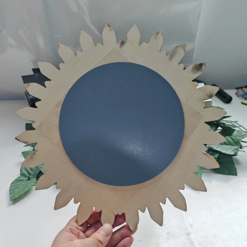 Bohemisk Solros Träspegel Ø30 cm – Väggspegel Sovrum & Vardagsrum Hemdekor