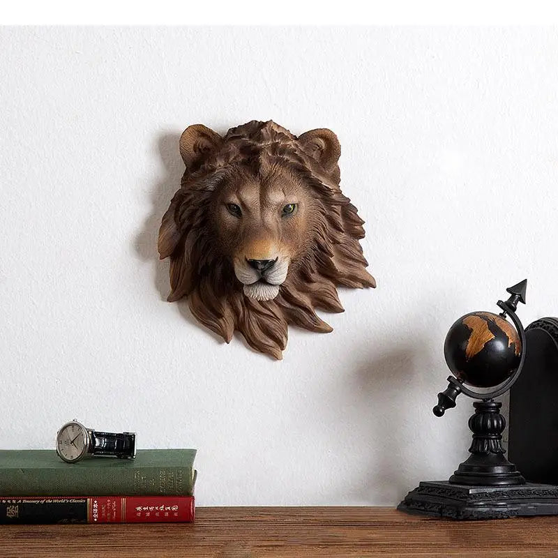 Lejon & Tiger Djurskulptur Väggdekor – Realistisk Beast Hantverk Vardagsrum