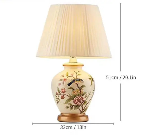Nordisk Vintage Keramisk Bordslampa – Tyglampskärm