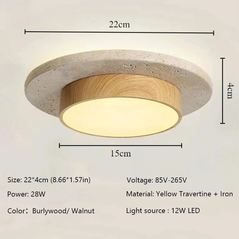 Rund Sten Taklampa Wabi-Sabi 28W – Valnöt D22 cm