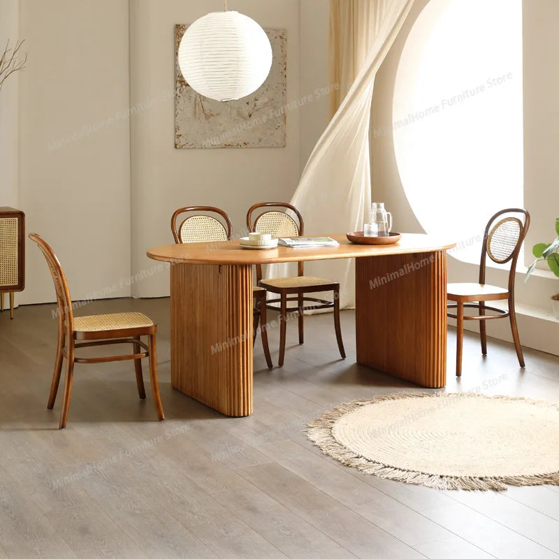 Japandi Matbord & Stolar – Massivt Trä & Rattan Nordisk