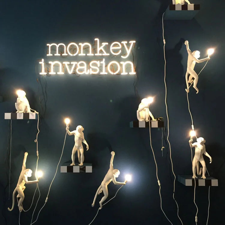 Nordisk Apa Vägglampa Resin – Kreativ Djurlampsskylt Barnrum & Restaurant