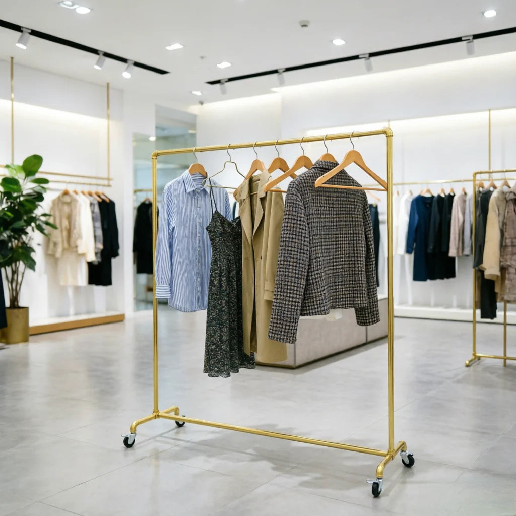 Fristående Klädställ Industriell Stil Rullande – 120×40×160 cm Sovrum & Butik